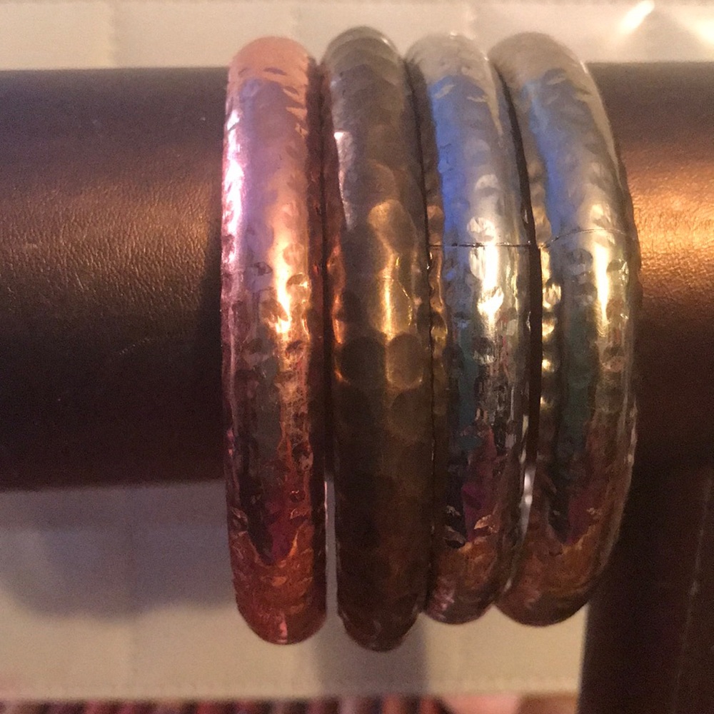 Bangles 4 Different Tones, Silver, Gold, Copper